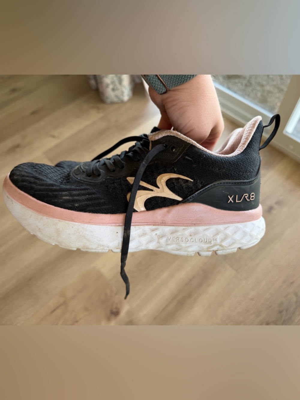 Women's Black and Pink Running Sneakers - Picture 7 of 11